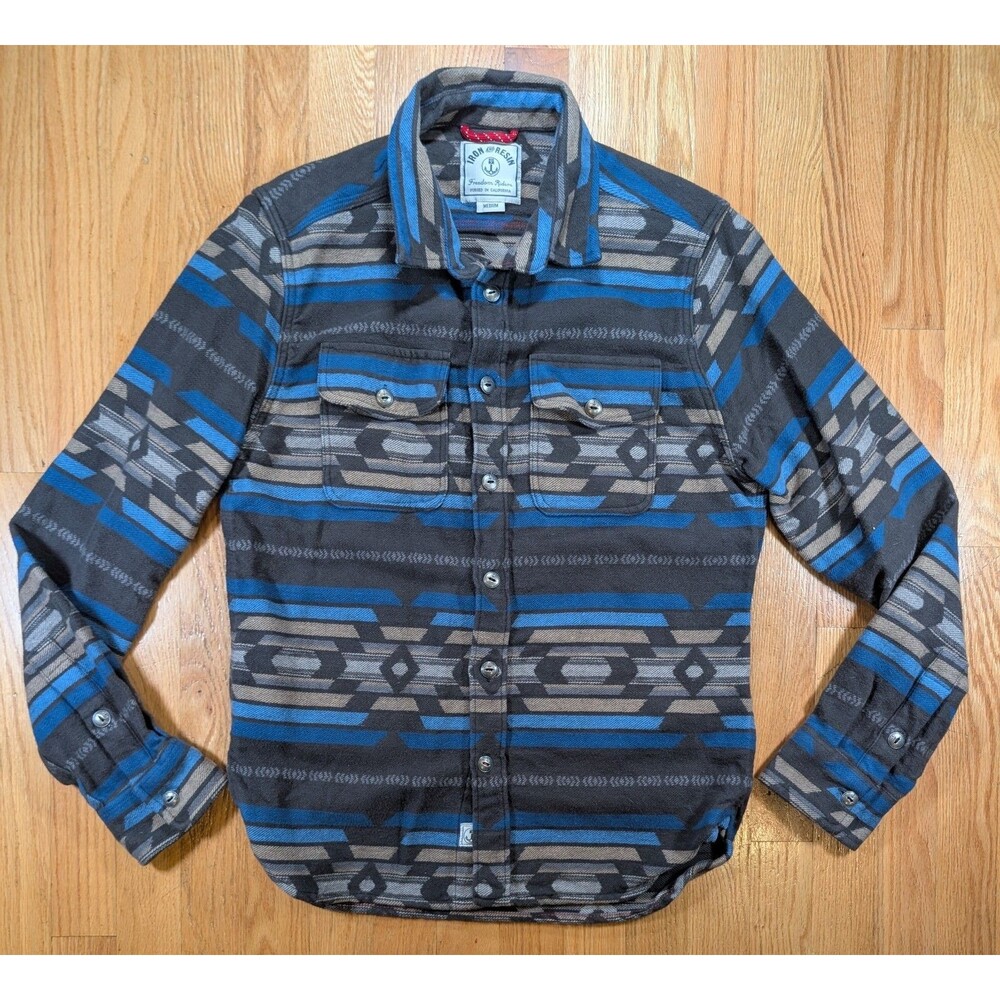 Iron And Resin Button Down Flannel Shacket Mediu Aztec Southwest Long Sleeve